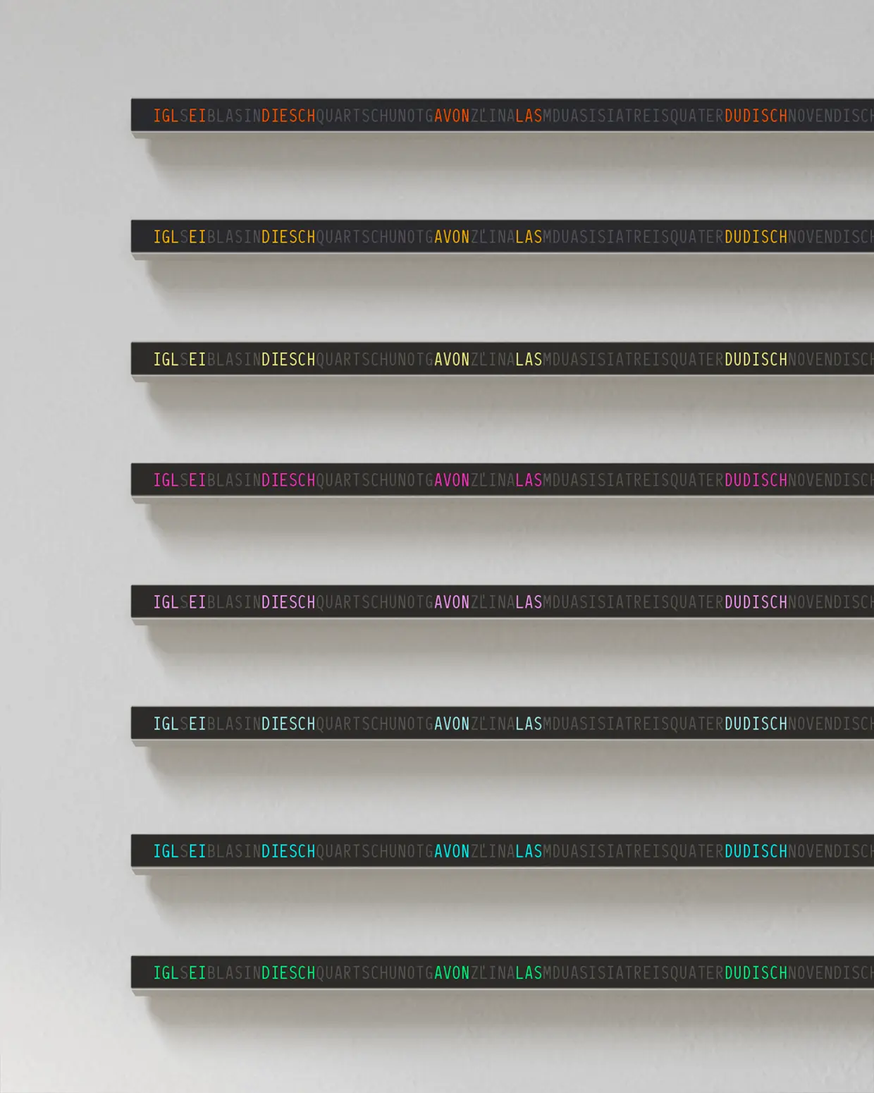 ZEITMETER Wortuhr Sursilvan Farben ZEITMETER Wortuhr Sursilvan Farben